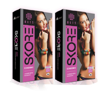 Skore Colored With Raised Dots Condom Pack Of 2