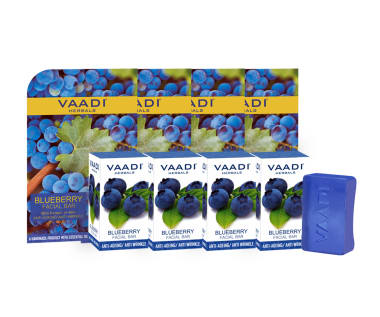 Vaadi Herbals Value Pack Of 4 Blueberry Facial Bars With Extract Of Mint (25gm Each)