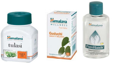 Himalaya Wellness Immunity Booster Combo Pack (tulasi 60 Tablets, Guduchi 60 Tablets, Pure Hands San