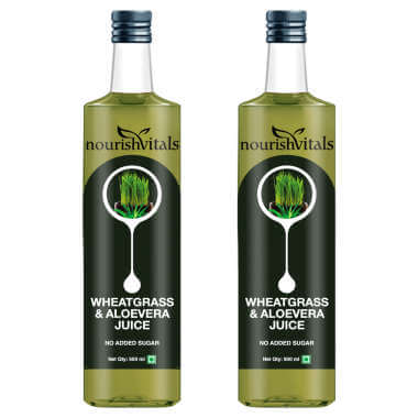 Nourishvitals Wheatgrass And Aloevera Juice (pack Of 2)