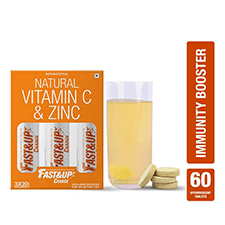 Fast&Up Charge Natural Vitamin C & Zinc Effervesent Tablet - Orange Flavour (Pack of 3 x 20's)